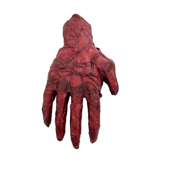 Zombie Hands Halloween Decorations Papier Mache Vtg Severed Red Bloody Set of 2 - Picture 3 of 8